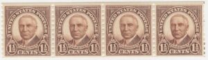 USA 1930 Mint Never Hinged Strip SC 686 Warren G. Harding Brown 1.5 Cent 1930 Strip of 4 -line joint on right side