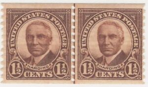 USA 1930 Mint Never Hinged Pair SC 686 Warren G. Harding Brown 1.5 Cent 1930 Line Pair