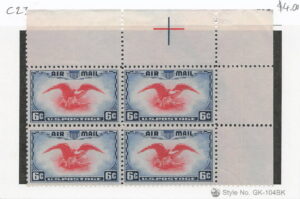 USA 1938 Mint Never Hinged Block SC C23 Bald Eagle (Haliaeetus leucocephalus), Coat of Arms Carmine,Deep blue 6 Cent 1938