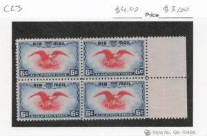 USA 1938 Mint Never Hinged Block SC C23 Bald Eagle (Haliaeetus leucocephalus), Coat of Arms Carmine,Deep blue 6 Cent 1938