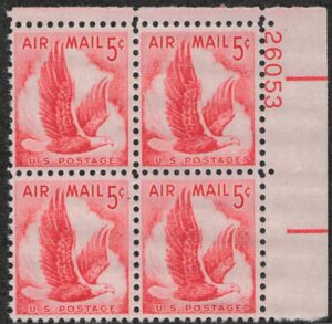 USA 1941 Mint Never Hinged Plateblock SC C30 The Twin-Motored Transport Plane Blue 30 Cent 1941