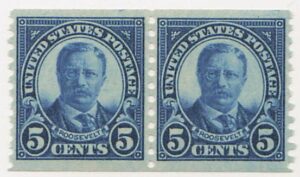 USA 1924 Mint Never Hinged Pair SC 602 Theodore Roosevelt Dark blue 5 Cent 1924
