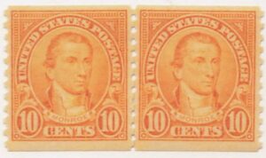 USA 1924 Mint Never Hinged Pair SC 603 James Monroe Orange 10 Cent 1924