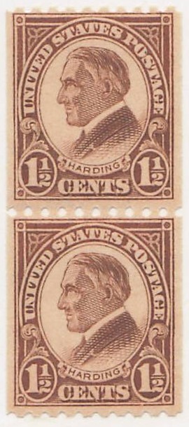 USA 1925 Mint Never Hinged Pair SC 605 Warren G. Harding Yellow brown 1.5 Cent 1925
