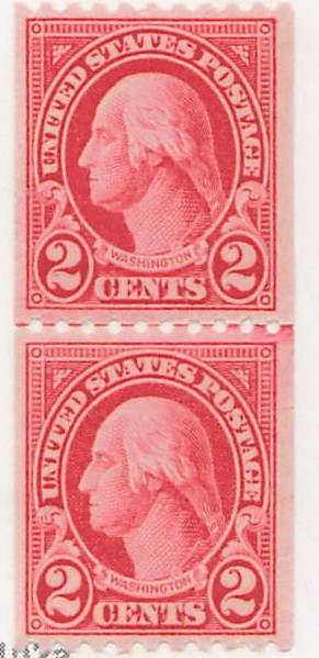 USA 1923 Mint Never Hinged Pair SC 606 George Washington Carmine 2 Cent 1923