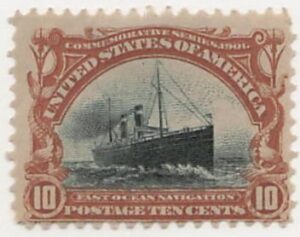 USA 1901 Mint Hinged Stamp SC 299 Ocean liner SS Saint Paul (1895) Black,Yellow brown 10 Cent 1901