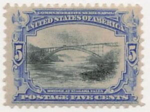 USA 1901 Mint Hinged Stamp SC 297 Whirlpool Rapids Bridge (1897), Niagara Falls Black,Ultramarine 5 Cent 1901