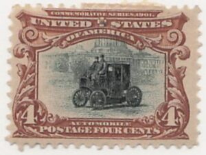 USA 1901 Mint Hinged Stamp SC 296 Electric Automobile Black,Dark brown 4 Cent 1901