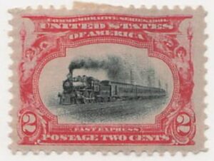 USA 1901 Mint Hinged Stamp SC 295 Empire State Express (1891), passenger train Black,Carmine 2 Cent 1901