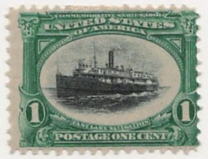 USA 1901 Mint Hinged Stamp SC 294 Steamer City of Alpena (1893) Green,Black 1 Cent 1901