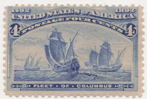 USA 1893 Mint Hinged Stamp SC 233 Fleet of Columbus Ultramarine 4 Cent 1893