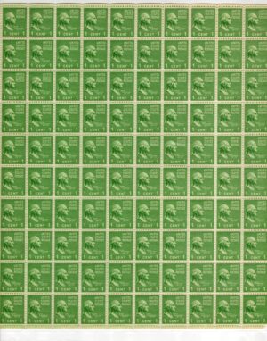USA 1938 Mint Sheet SC 804 George Washington Green 1 Cent 1938