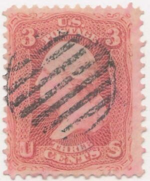 USA 1861 Used Stamp SC 65 George Washington Brownish red 3 Cent 1861