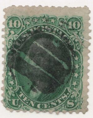 USA 1861 Used Stamp SC 68 George Washington Green 10 Cent 1861 Right tear