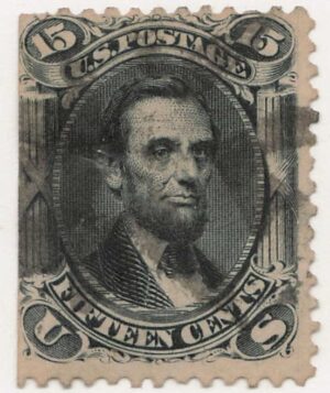 USA 1866 Used Stamp SC 77 Abraham Lincoln Black 15 Cent 1866