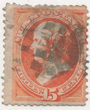USA 1873 Used Stamp SC 163 Daniel Webster Yellow orange 15 Cent 1873