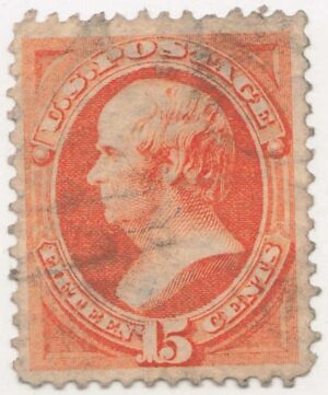 USA 1873 Used Stamp SC 163 Daniel Webster Yellow orange 15 Cent 1873