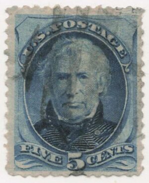 USA 1879 Used Stamp SC 185 Zachary Taylor Blue 5 Cent 1879