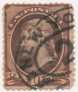 USA 1879 Used Stamp SC 187 Thomas Jefferson Brown 10 Cent 1879 Damage -space filler.