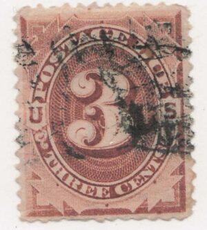 USA 1879 Used Stamp SC J3 Postage Due Brown 3 Cent 1879