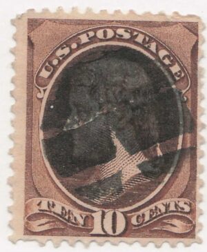 USA 1879 Used Stamp SC 187 Thomas Jefferson Brown 10 Cent 1879