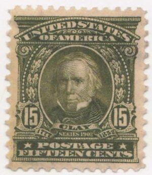 USA 1903 Mint No Gum Stamp SC 309 Henry Clay Olive 15 Cent 1903