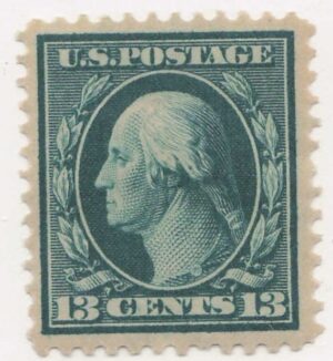 USA 1909 Mint Hinged Stamp SC 339 George Washington Blue green 13 Cent 1909
