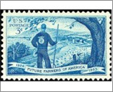 USA 1953 Mint SC1024 Agricultural Scene and Future Farmer Dark blue 3 Cent 1953