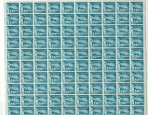 USA 1960 Sheet SC 1031ASH Palace of the Governors (1610), Santa Fe, New Mexico Turquoise 1.25 Cent 1960 Full Sheet