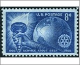 USA 1955 Mint SC1066 Torch, Globe and Rotary Emblem Dark blue 8 Cent 1955
