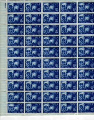 USA 1955 Mint Sheet SC1066SH Torch, Globe and Rotary Emblem Dark blue 8 Cent 1955