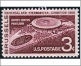 USA 1958 Mint SC1104 U.S. Pavilion at Brussels Deep claret 3 Cent 1958