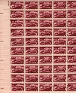 USA 1958 Mint Sheet SC1104SH U.S. Pavilion at Brussels Deep claret 3 Cent 1958 Full Sheet 50