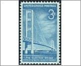 USA 1958 Mint SC1109 Mackinac Bridge Bright greenish blue 3 Cent 1958