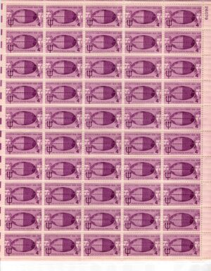 USA 1958 Mint Sheet SC1112SH Atlantic Cable Centenary Reddish purple 4 Cent 1958 Sheet of 50