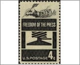 USA 1958 Mint SC1119 Early Press and Hand Holding Quill Black 4 Cent 1958