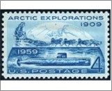 USA 1959 Mint SC1128 Arctic Explorations, Sledge Dogs (Canis lupus familiaris) Bright greenish blue 4 Cent 1959