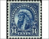 USA 1923 Mint SC565 American Indian Blue 14 Cent 1923