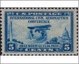 USA 1928 Mint SC650 Airliner Ryan Brougham B-5 (1927) and globe Blue 5 Cent 1928