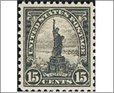 USA 1931 Mint SC696 Statue of Liberty (1875), Liberty Island, New York City Grey 15 Cent 1931