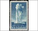 USA 1934 Mint SC744 Geyser Old Faithful, Yellowstone National Park, Wyoming Blue 5 Cent 1934