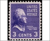 USA 1938 Mint SC807 Thomas Jefferson Deep violet 3 Cent 1938