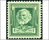 USA 1940 Mint SC864 Henry Wadsworth Longfellow Bright blue green 1 Cent 1940