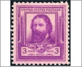 USA 1940 Mint SC866 James Russell Lowell Bright red violet 3 Cent 1940