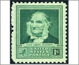 USA 1940 Mint SC874 John James Audubon Bright blue green 1 Cent 1940