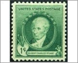 USA 1940 Mint SC884 Gilbert Charles Stuart Bright blue green 1 Cent 1940