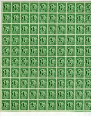 USA 1943 Mint Sheet SC 908SH Liberty Holding the Torch of Liberty and Enlightenment Bright blue green 1 Cent 1943 Full Sheet