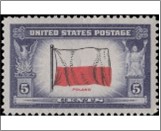 USA 1943 Mint SC909 Flag of Poland Multicolor 5 Cent 1943