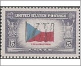 USA 1943 Mint SC910 Flag of Czechoslovakia Multicolor 5 Cent 1943