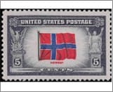 USA 1943 Mint SC911 Flag of Norway Multicolor 5 Cent 1943